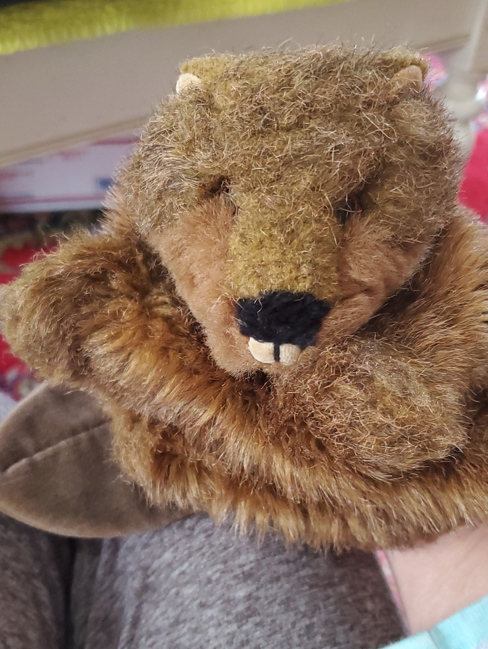 German Vintage Plush Beaver Hand Puppet - Brown